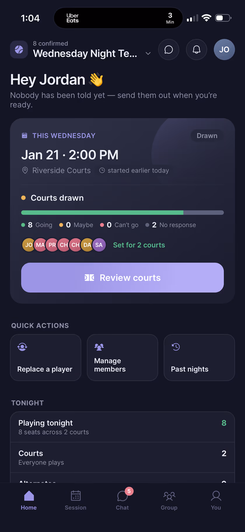 CourtDraws home — this Wednesday's session, courts drawn and ready to review